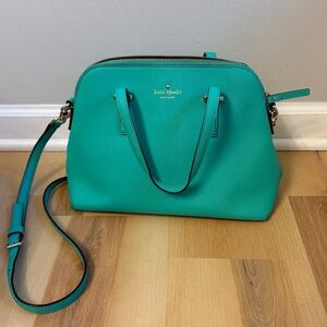 Kate Spade Green Leather Satchel with Crossbody Strap